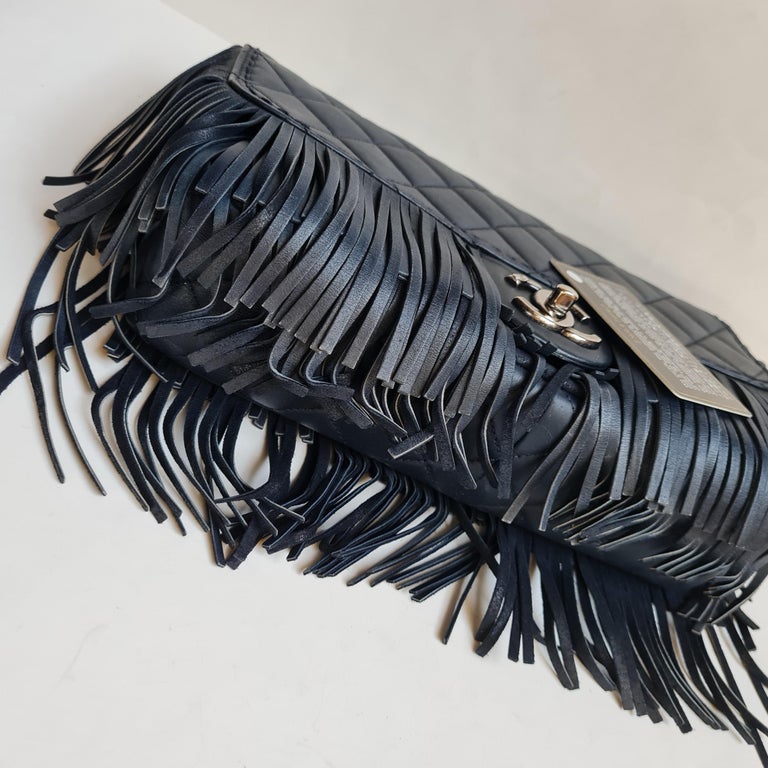 Fringe Mini Flap Bag with Floral Pattern