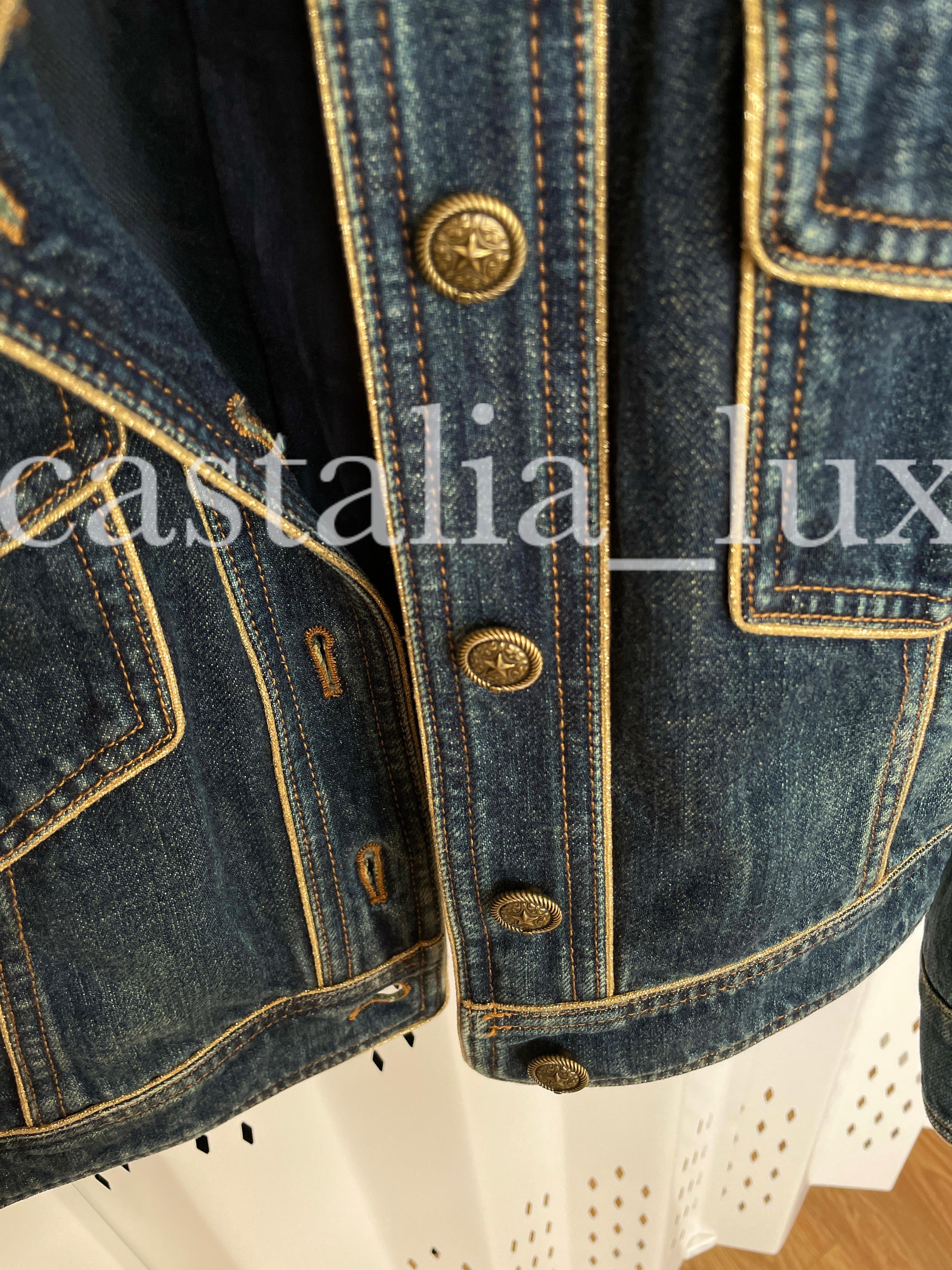 Chanel Paris / Dallas Iconic CC Star Buttons Denim Jacket 12