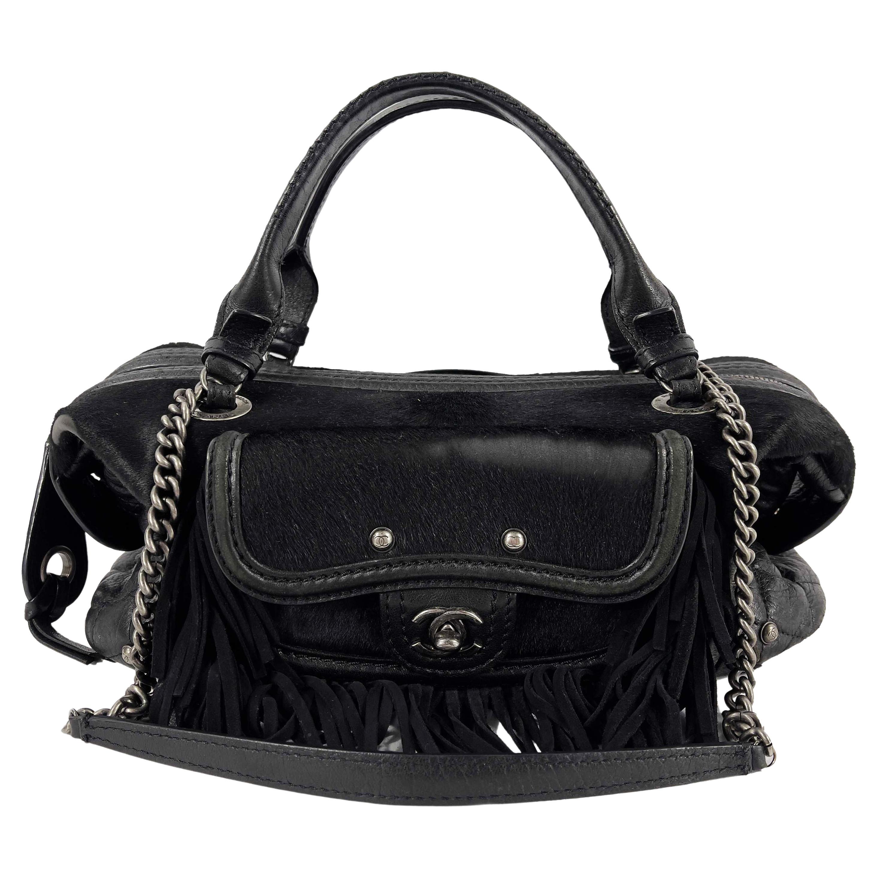 CHANEL- Paris Dallas Large Calfskin PonyHair Fringe Bowling - Shoulder bag