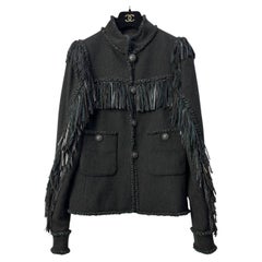 Chanel Paris Dallas Leather Fringe Wool Jacket Size 36 Chanel Paris Dallas Leather Fringe Wool Jacket Size 36