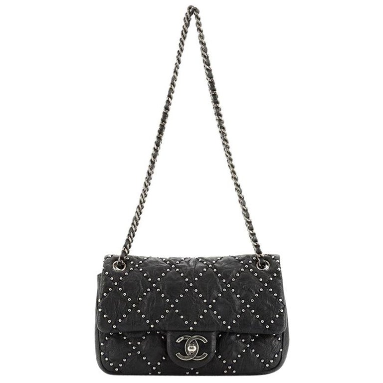 Chanel Classic Flap So Studded Mini Dallas Black Leather Cross Body Ba –  House of Carver