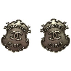 Chanel 'Paris Dallas' Stud Earrings in Aged Silver Plated Metal