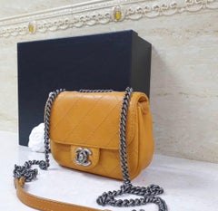 Chanel Paris Dallas Yellow Orange Leather Mini Flap Bag