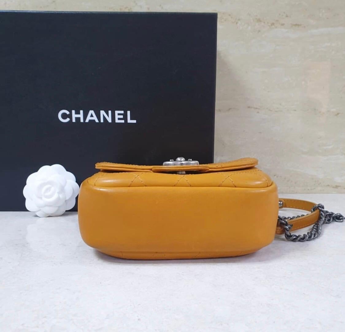 Chanel Paris Dallas Yellow Orange Leather Mini Flap Bag In Excellent Condition In Krakow, PL