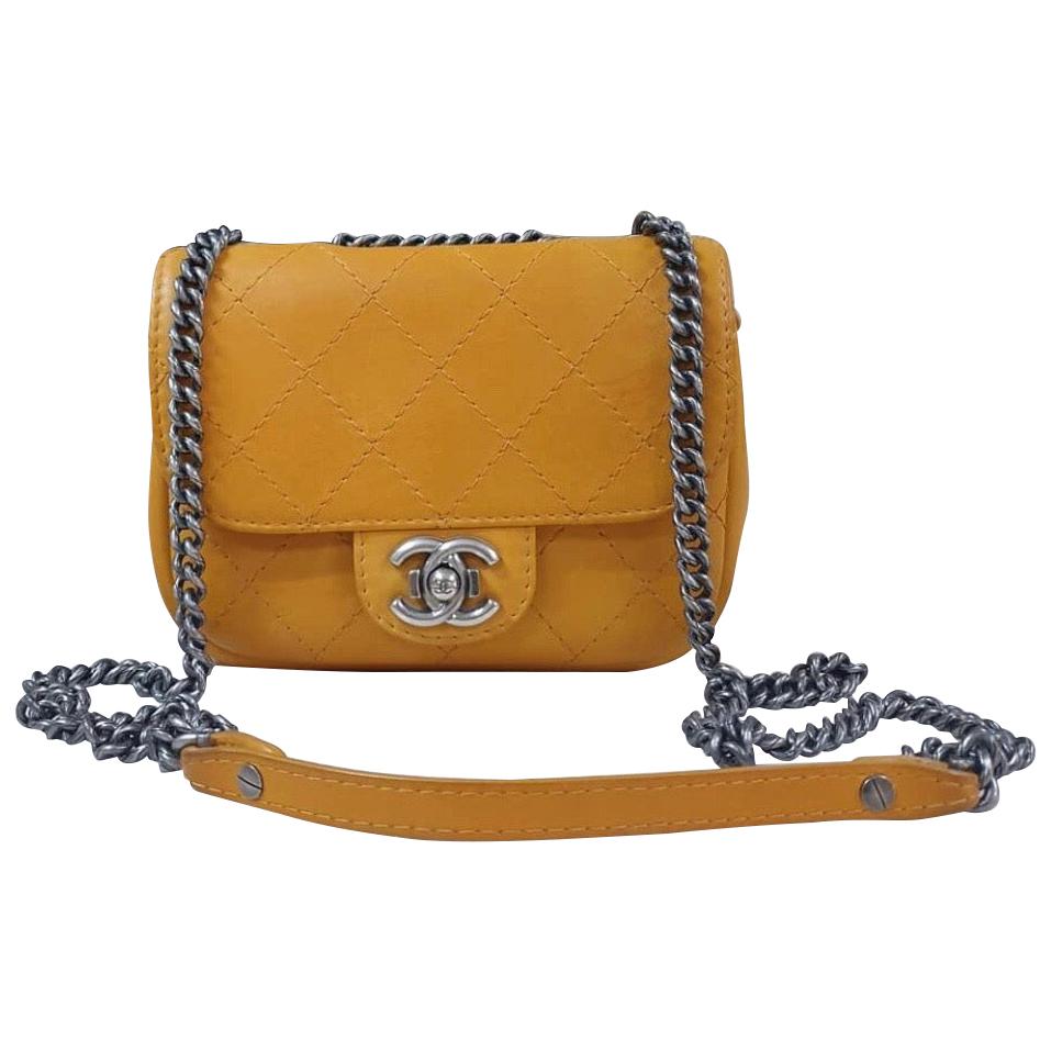 Chanel Paris Dallas Yellow Orange Leather Mini Flap Bag