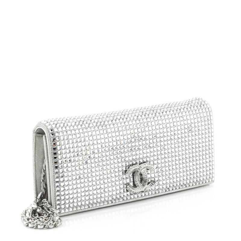 Gray Chanel Paris-Dubai CC Chain Clutch Crystal