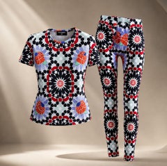 CHANEL Paris / DUBAI CC Logo Vibrant Mosaic Suit 36 FR