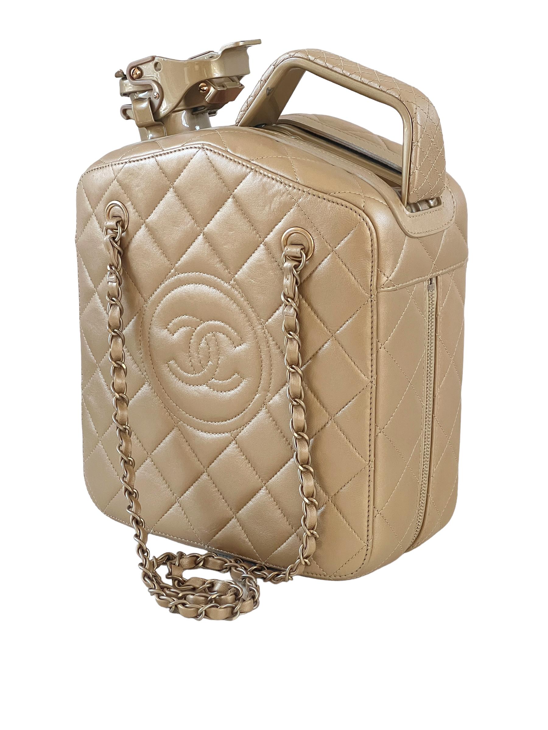 Chanel 2015 Paris Dubai Jerry Tank Gas Can Accessory Bag In Excellent Condition For Sale In Los Angeles, CA