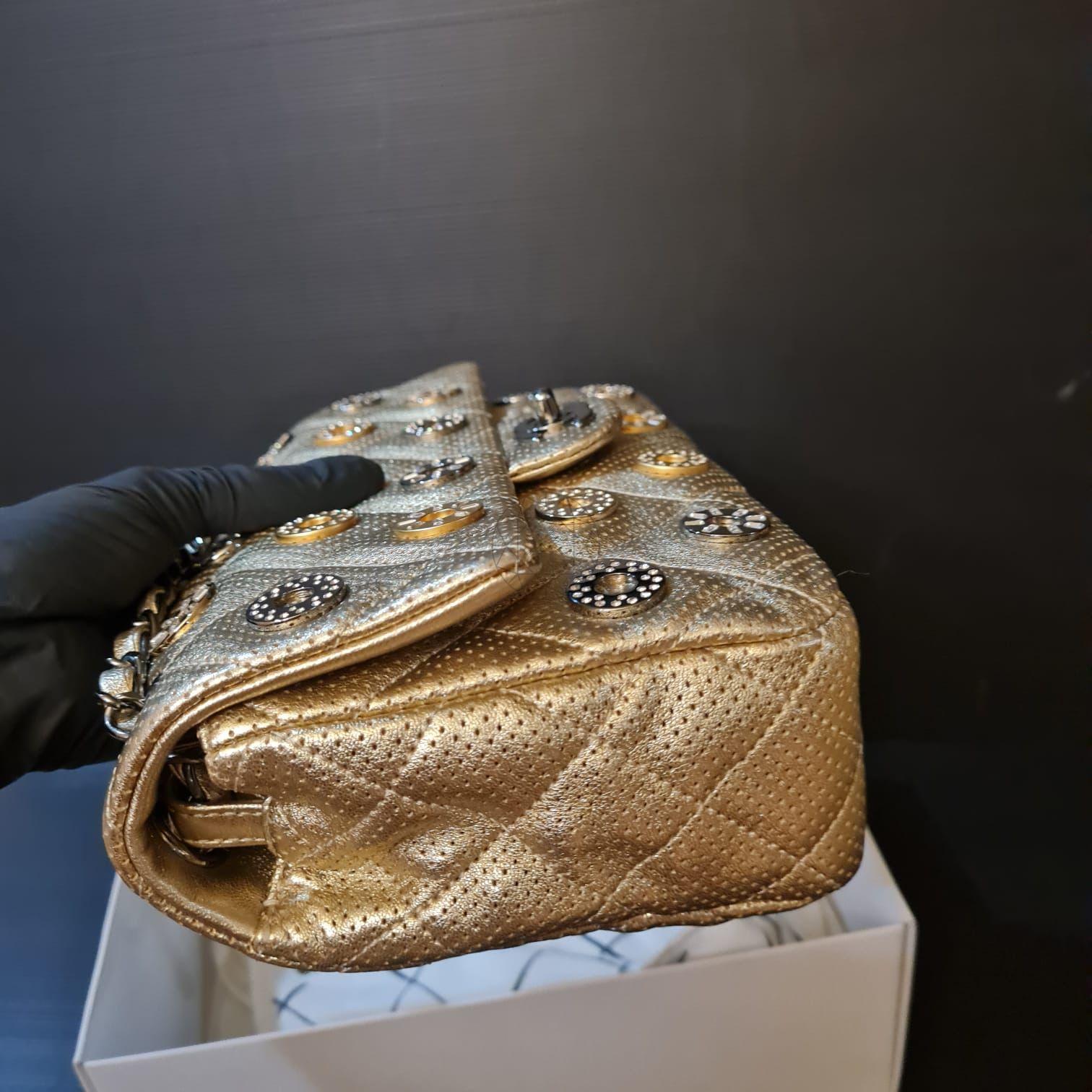 Chanel Paris-Dubai Medallion Coin Gold Metallic Perforated Medium Flap Bag 1