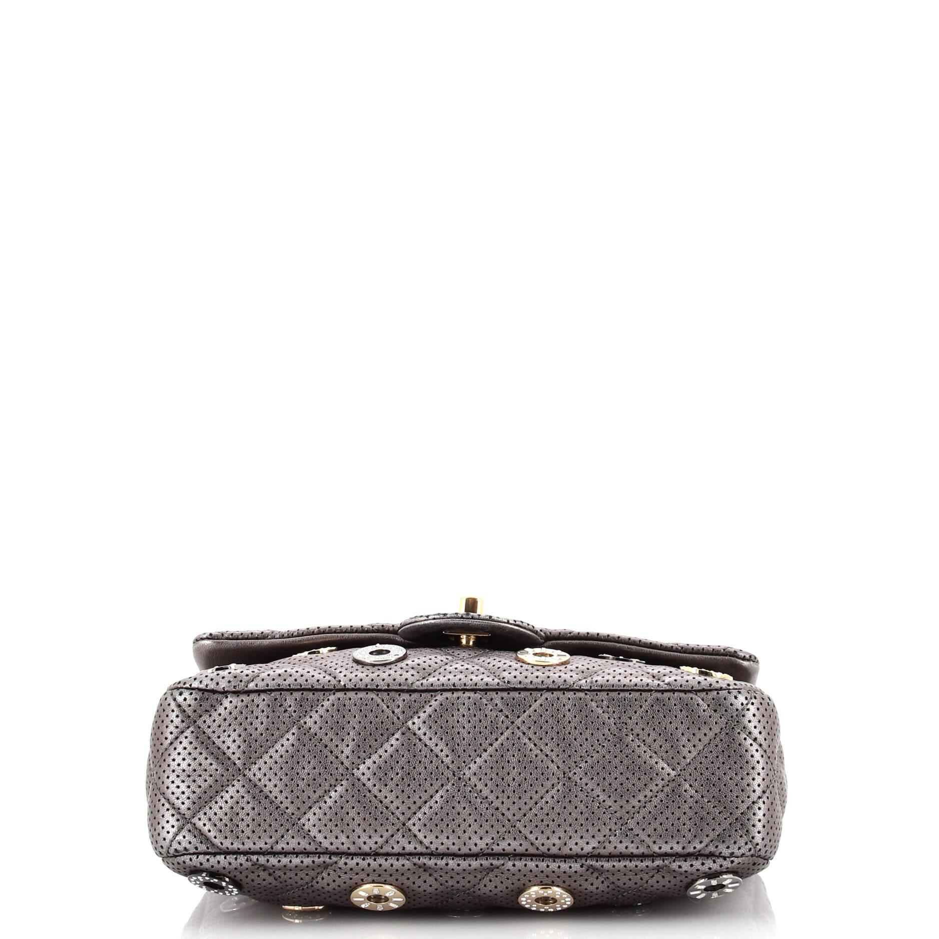 Women's Chanel Paris-Dubai Medals Flap Bag Embellished Quilted Perforated Lambskin  For Sale