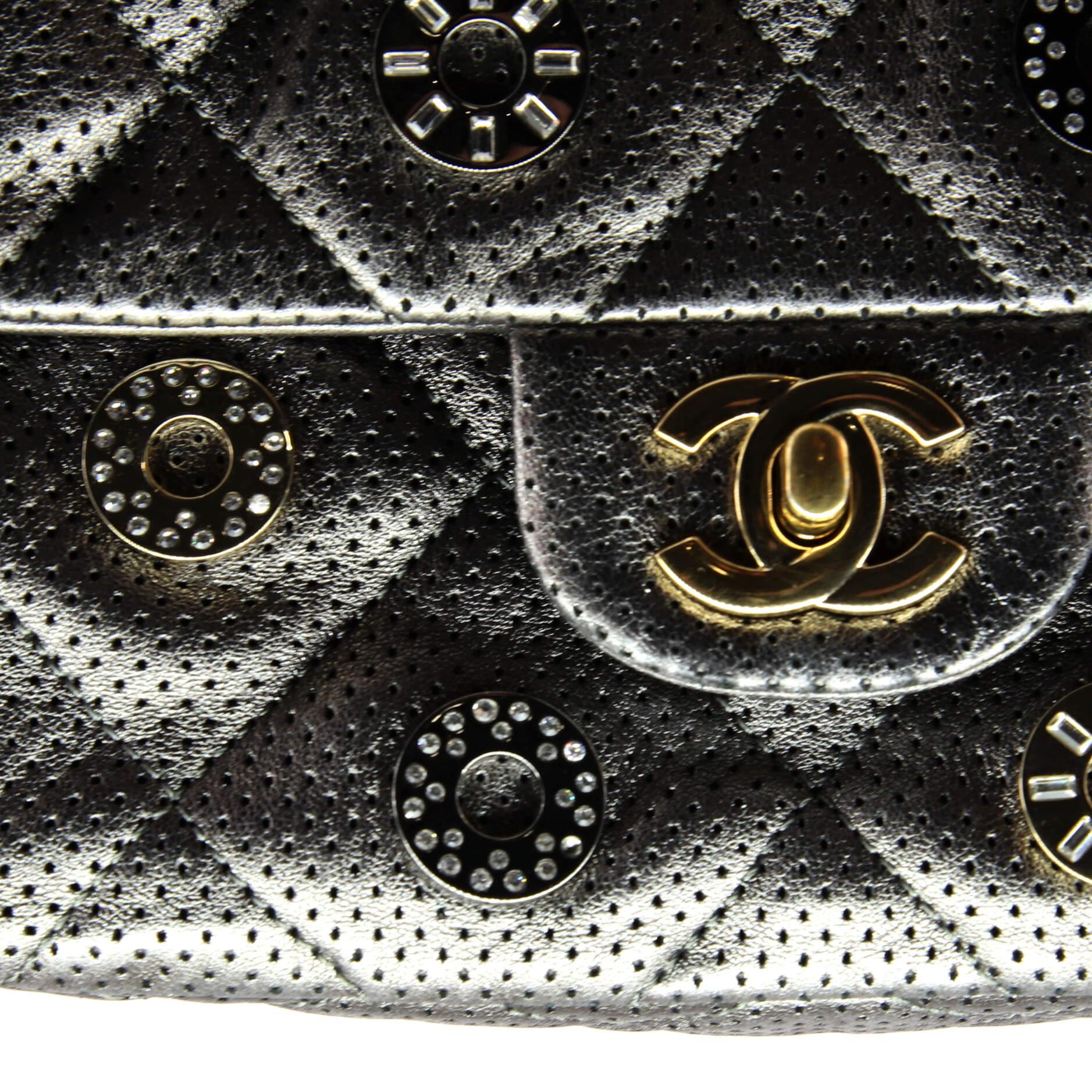Chanel Paris-Dubai Medals Flap Bag Embellished Quilted Perforated Lambskin  For Sale 4