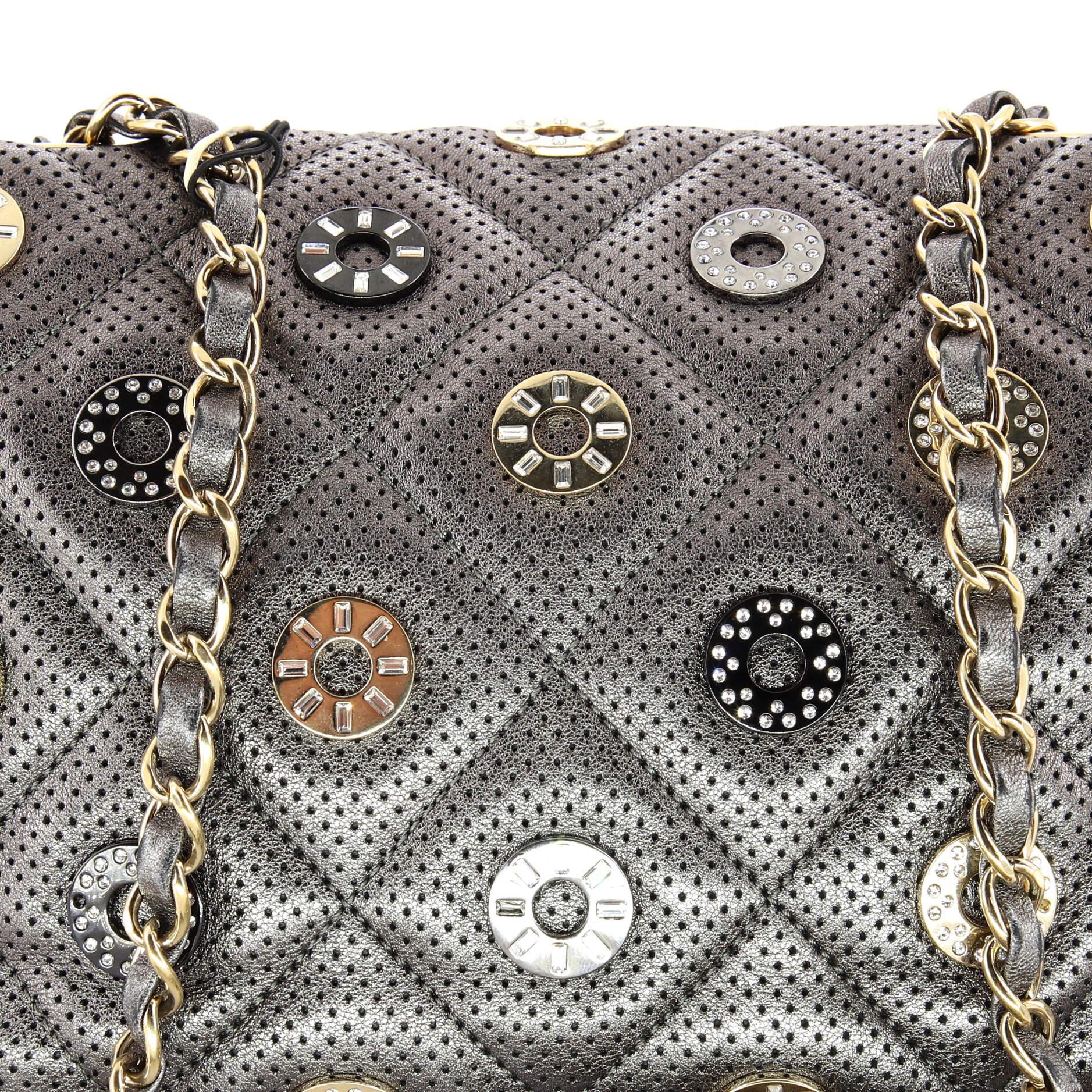 Chanel Paris-Dubai Medals Flap Bag Embellished Quilted Perforated Lambskin  For Sale 5