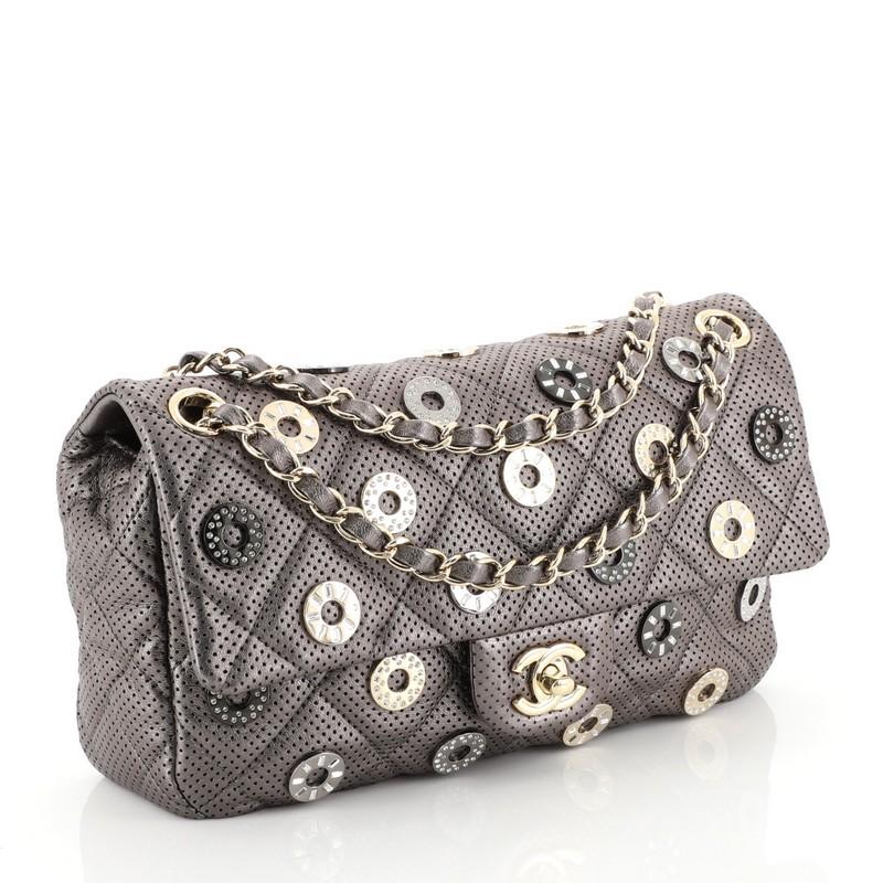 Chanel Paris-Dubai Medals Flap Bag Quilted Embellished Perforated Leather Medium In Good Condition In NY, NY