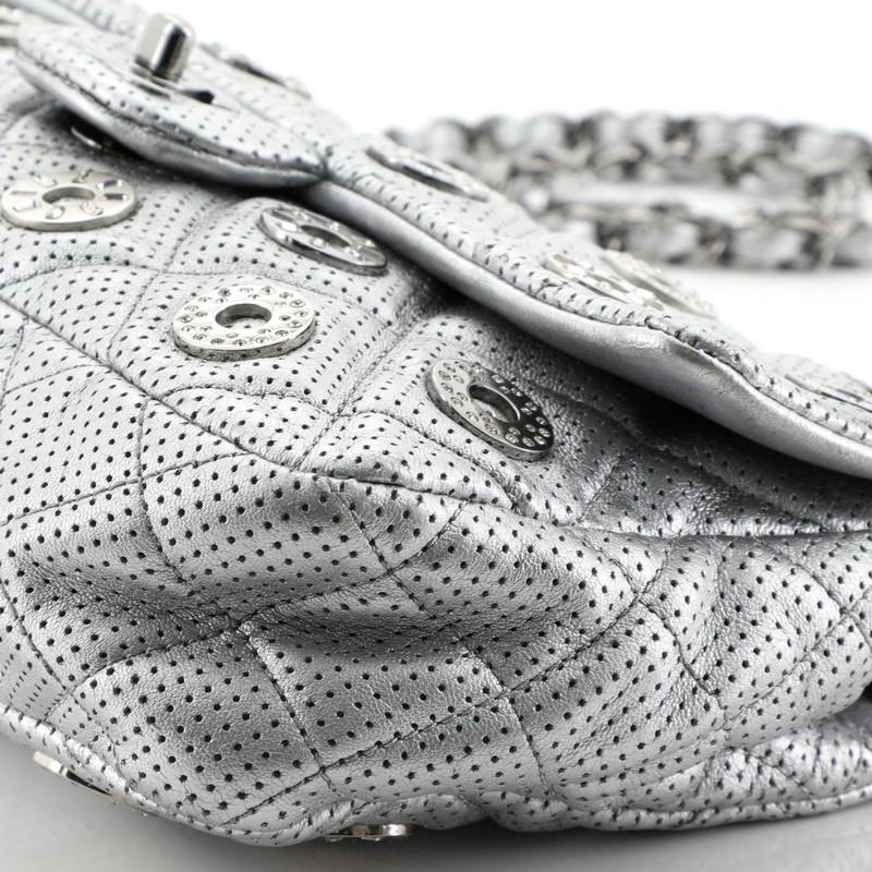Gray Chanel Paris-Dubai Medals Flap Bag Quilted Embellished Perforated Leather Medium