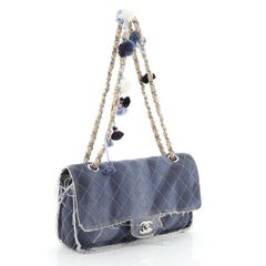 Chanel Paris-Dubai Pom Pom CC Flap Bag Printed Denim Medium