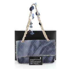 Chanel Paris-Dubai Pom Pom CC Flap Bag Printed Denim Medium