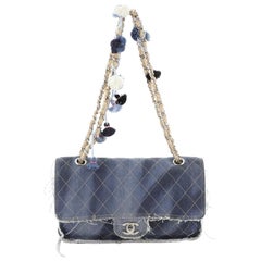 Chanel Paris-Dubai Pom Pom CC Flap Bag Printed Denim Medium