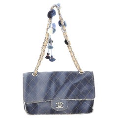 Chanel Paris-Dubai Pom Pom CC Flap Bag Printed Denim Medium