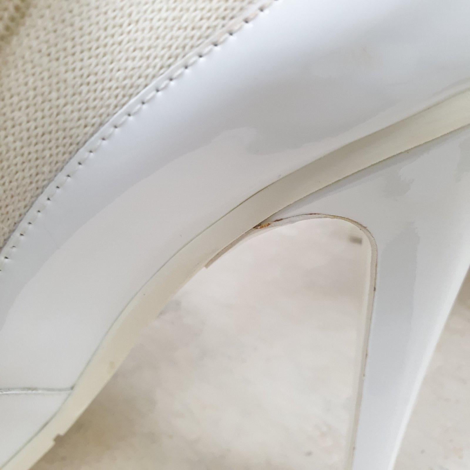 Women's CHANEL Paris Dubai White Patent Leather Knitted Pumps Heels