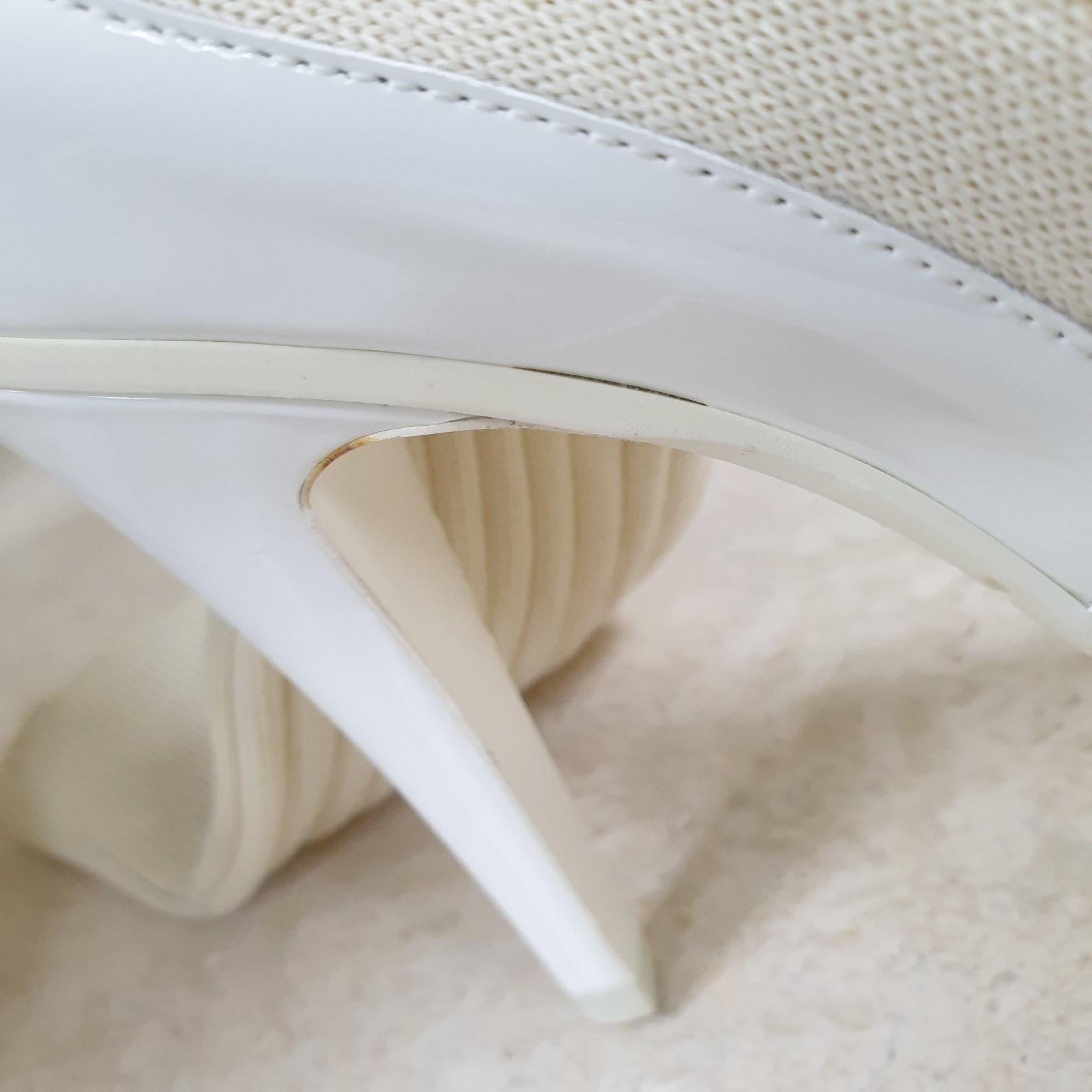 CHANEL Paris Dubai White Patent Leather Knitted Pumps Heels 1