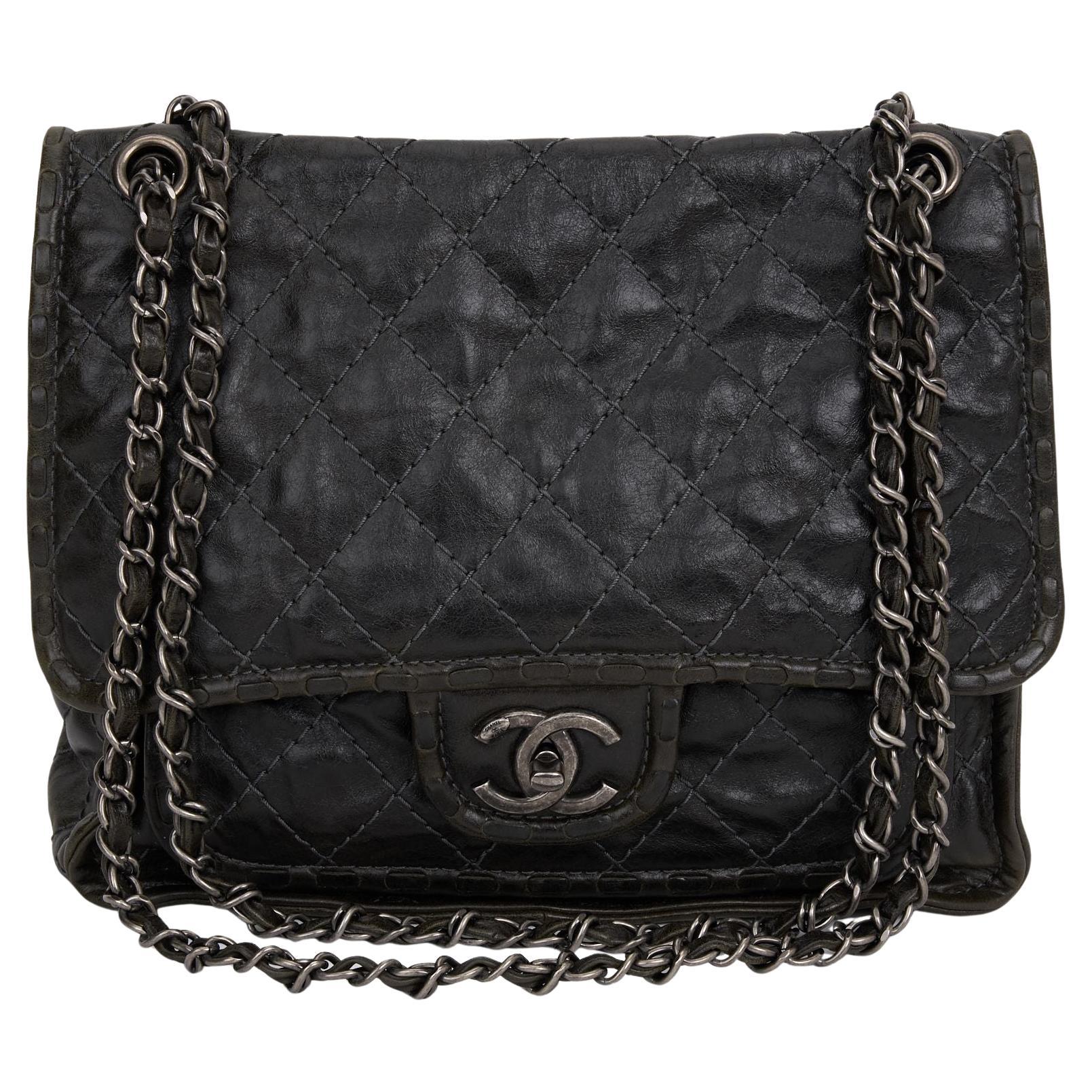 Sac à rabat noir Chanel Paris-Édimbourg