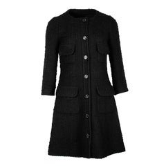 CHANEL Paris / Edinburgh Black Tweed Coat 44 FR