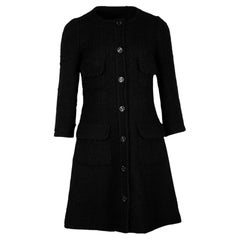 CHANEL Paris / Edinburgh Black Tweed Coat 44 FR