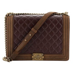 Chanel Paris-Edinburgh Boy Flap Bag Quilted Aged Calfskin With Nubuck Large