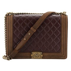 Chanel Paris-Edinburgh Boy Flap Bag Quilted Aged Calfskin With Nubuck Large 