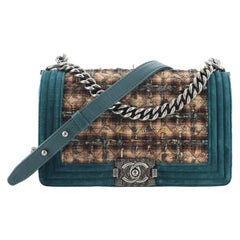 Chanel  Paris-Edinburgh Boy Flap Bag Quilted Tweed with Velvet Old Medium