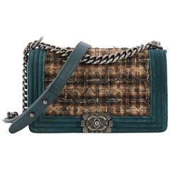 Chanel Paris-Edinburgh Boy Flap Bag Quilted Tweed with Velvet Old Medium