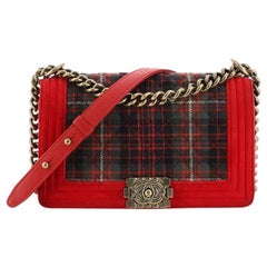 Chanel Paris-Edinburgh Boy Flap Bag Quilted Tweed with Velvet Old Medium