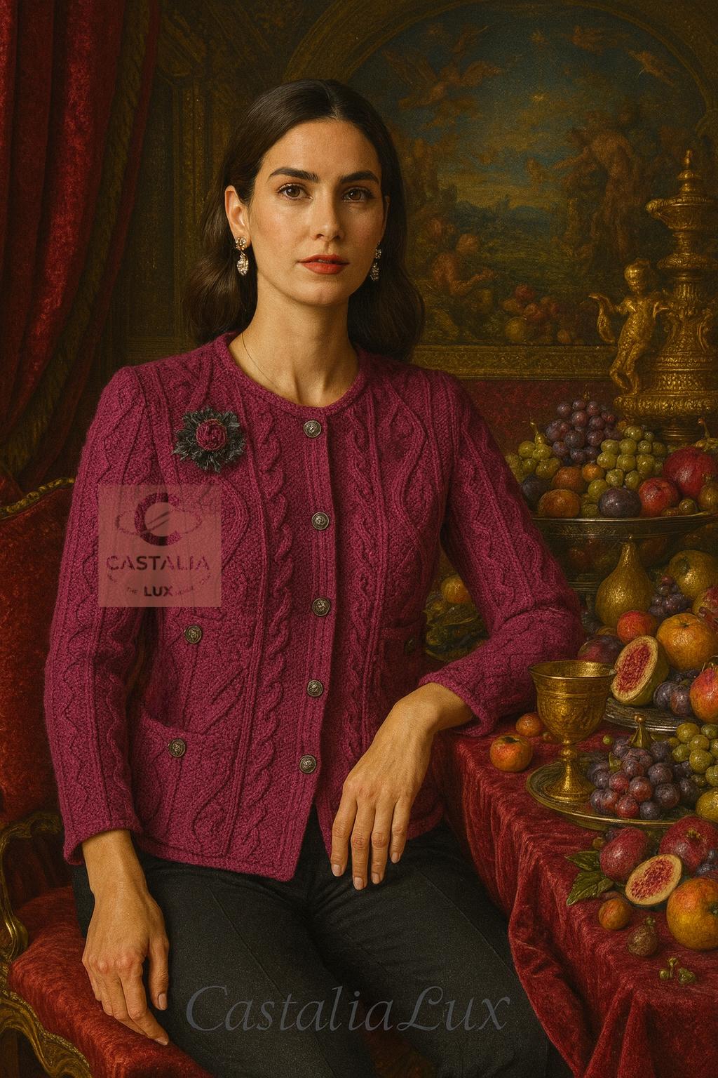 CHANEL París / Edimburgo Chaqueta de cachemira con broche de cardo 40 FR en venta 1