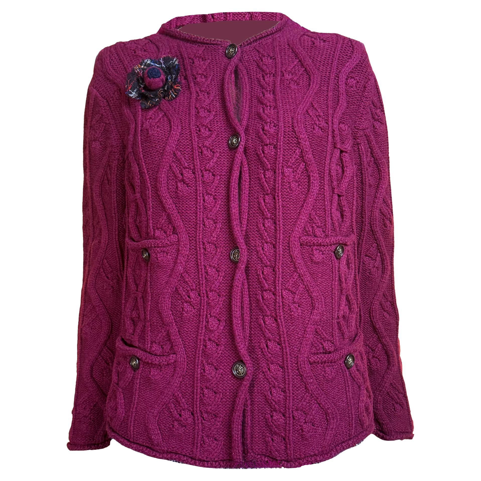 CHANEL París / Edimburgo Chaqueta de cachemira con broche de cardo 40 FR en venta