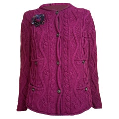 CHANEL Paris / Edinburgh Cashmere Jacket with Thistle Brooch 40 FR