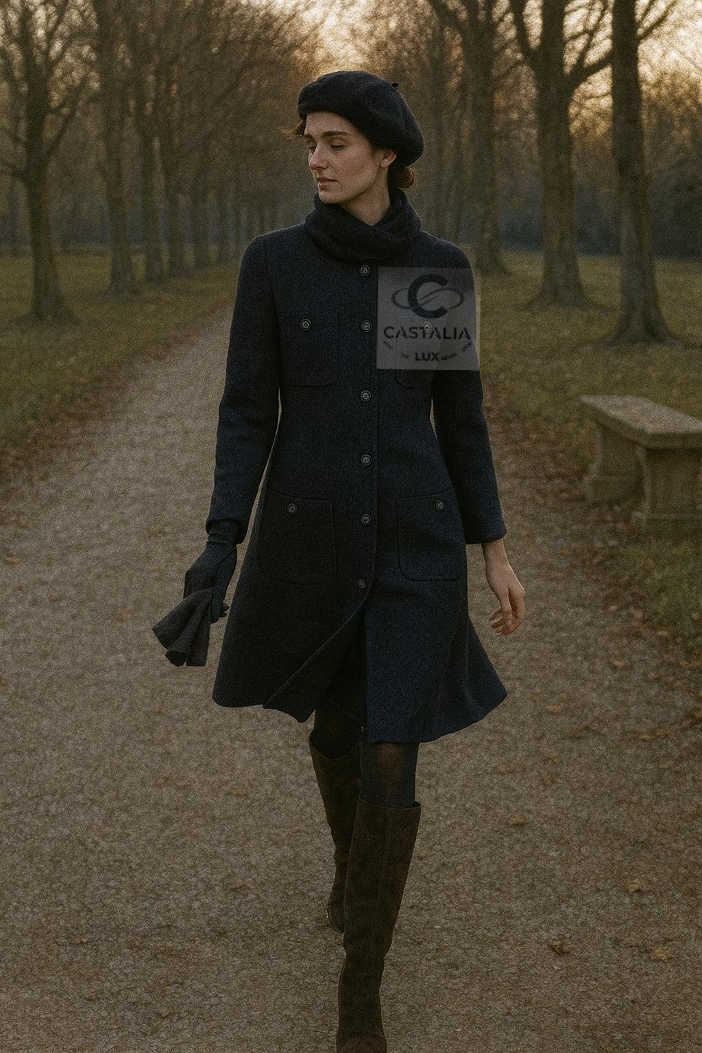 Black CHANEL Paris / Edinburgh CC Lion Button Tweed Coat 38 FR For Sale