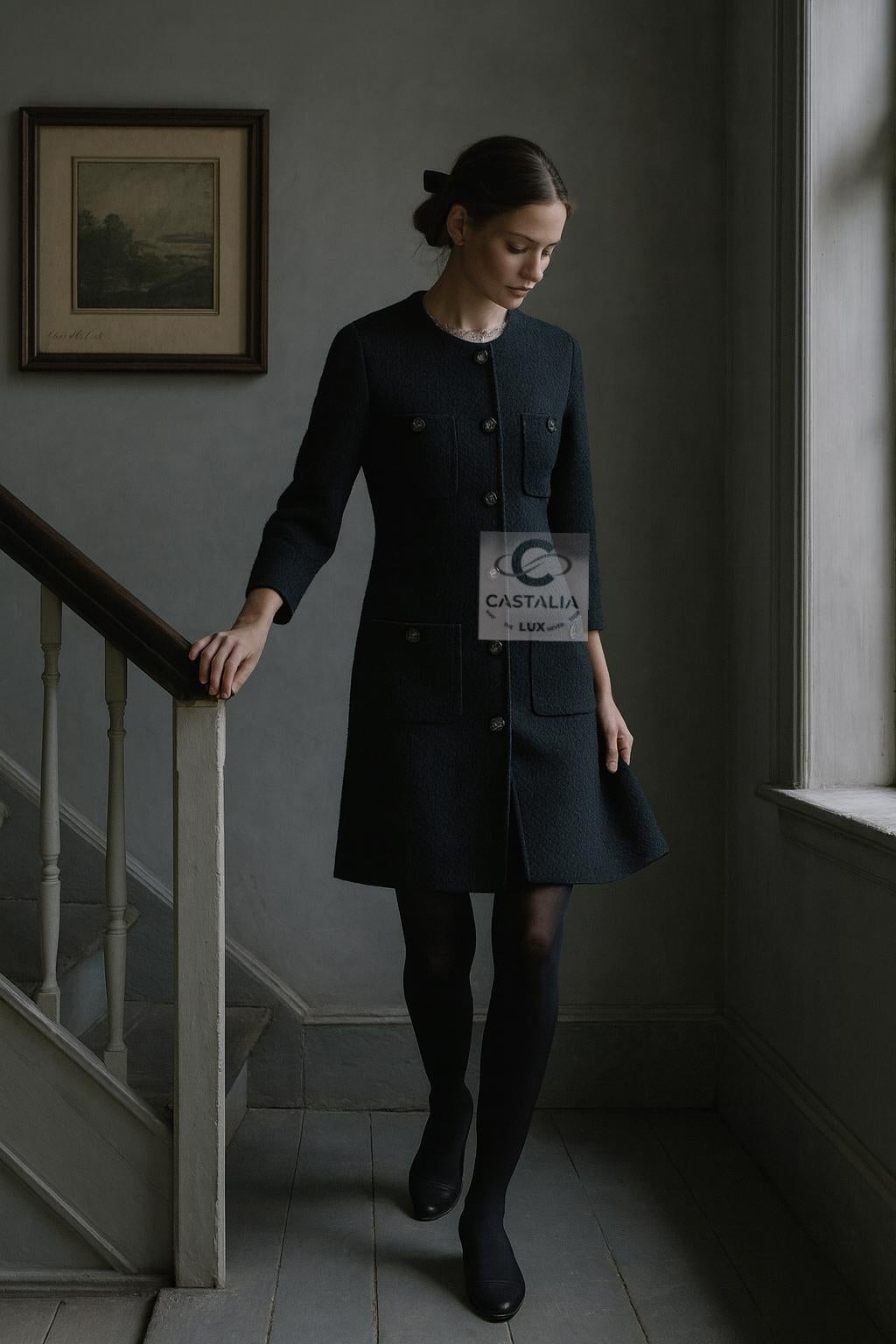 CHANEL Paris / Edinburgh CC Lion Button Tweed Coat 38 FR For Sale 1