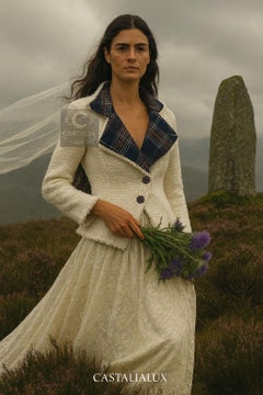 CHANEL Paris / EDINBURGH Collectible Ecru Tweed Jacket 38 FR