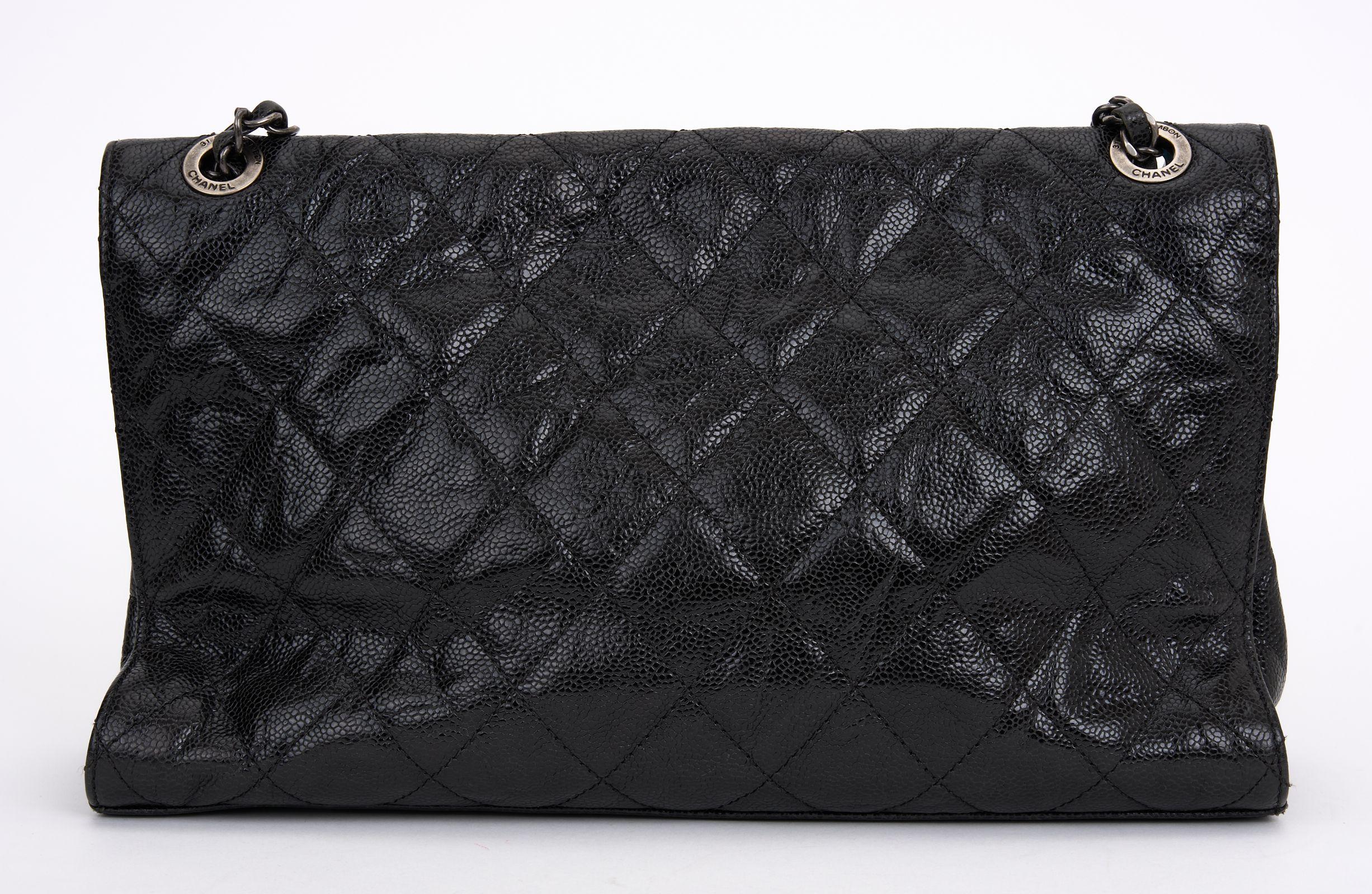 Women's Chanel Paris-Edinburgh Crave Black Glazed Flap Bag For Sale