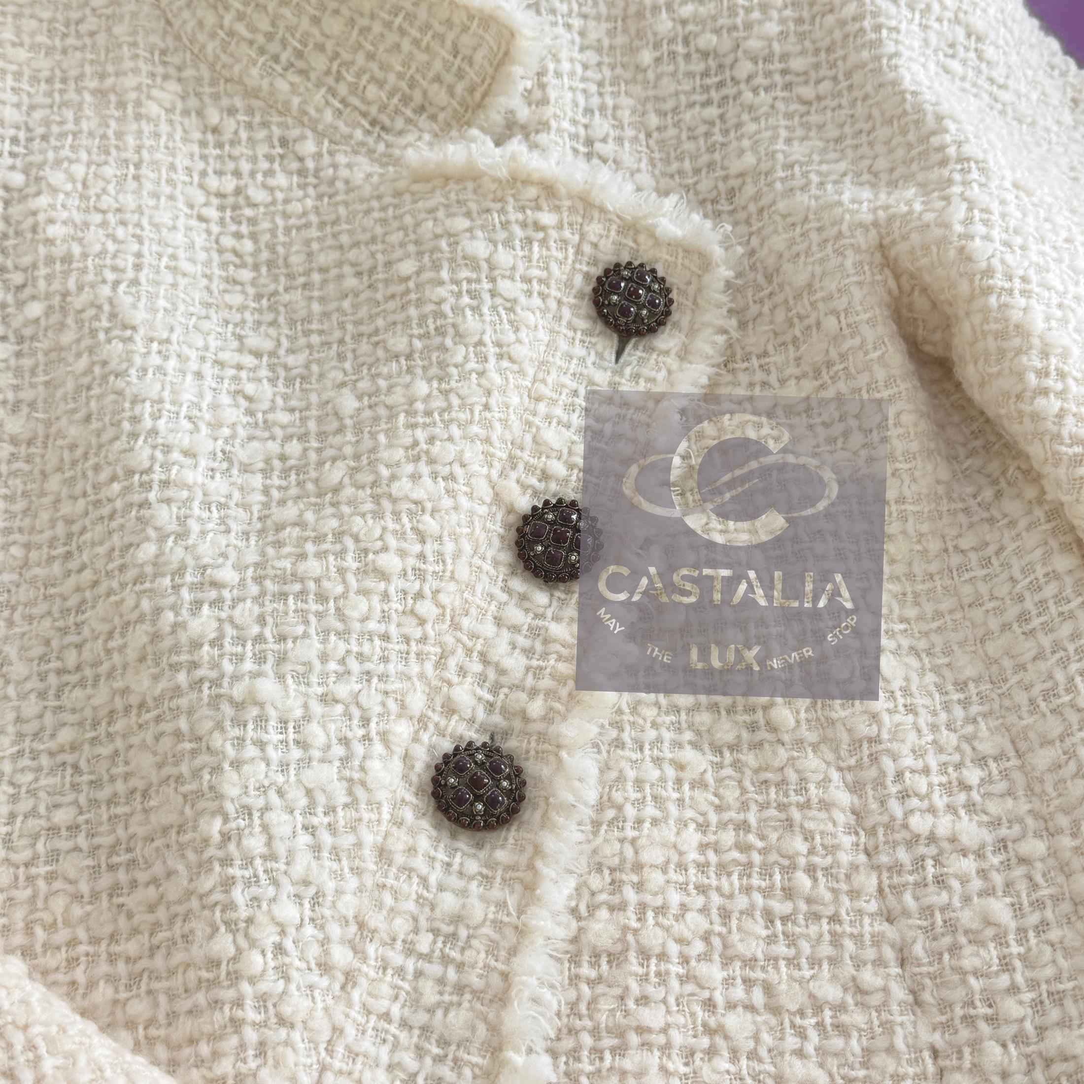 Chanel Paris / Edinburgh Ecru Tartan-Tweedjacke aus Tweed 38 FR im Angebot 4