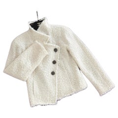 Chanel Paris / Edinburgh Ecru Tartan Tweed Jacket 38 FR