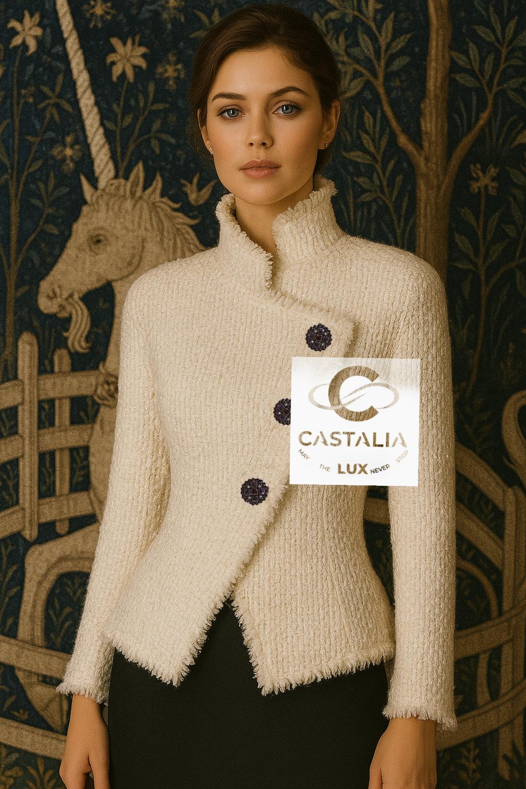 Grigio Chanel Parigi / EDINBURGH Giacca in tweed ecru  38 FR in vendita