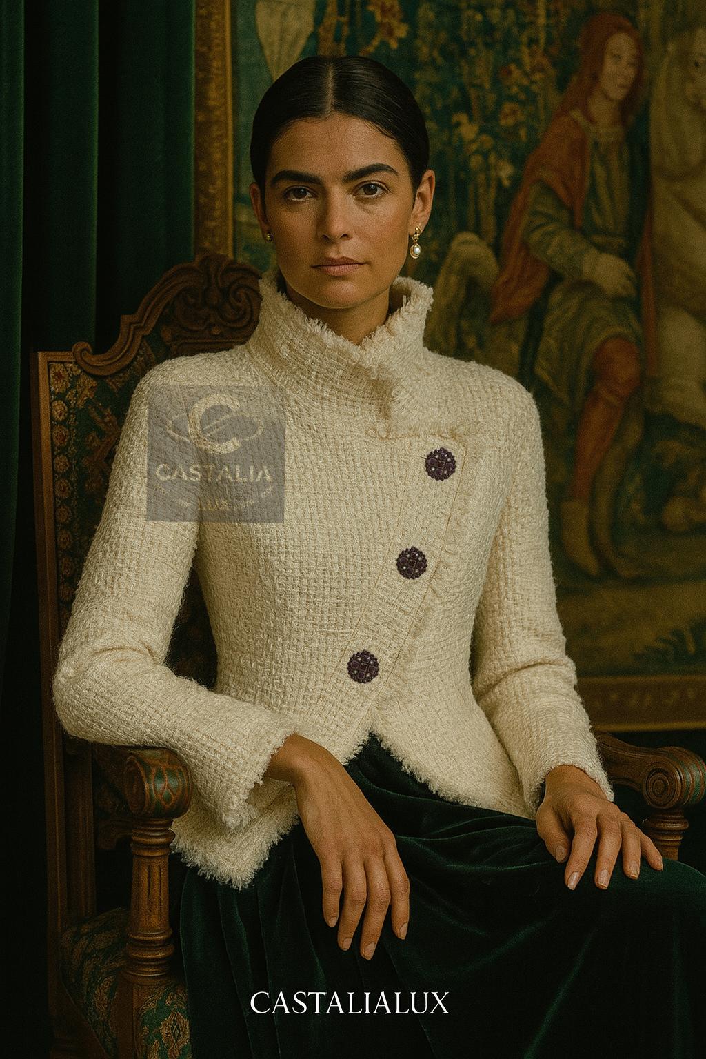CHANEL Paris / EDINBURGH Veste en tweed écru  38 FR en vente 6