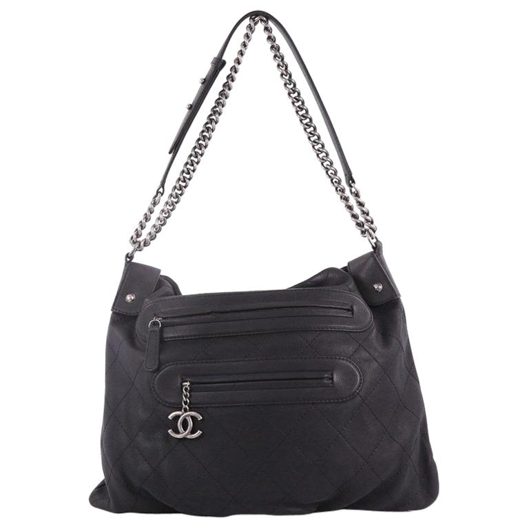 Chanel Paris-Edinburgh Front Zip Hobo Quilted Leather Large at 1stDibs