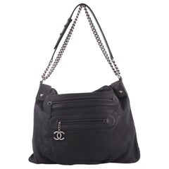 Chanel Paris-Edinburgh Front Zip Hobo Quilted Leather Large