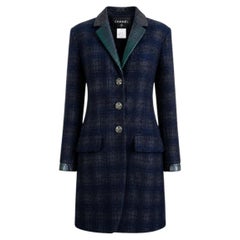 CHANEL París / Edimburgo Abrigo de tweed con botones de tartán Gripoix 36 FR