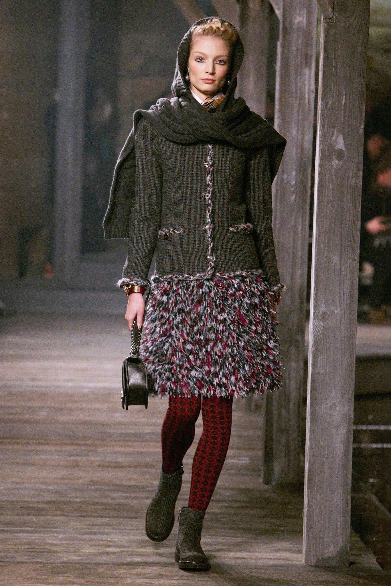 Black Chanel Paris / Edinburgh Gripoix Buttons Tweed Jacket