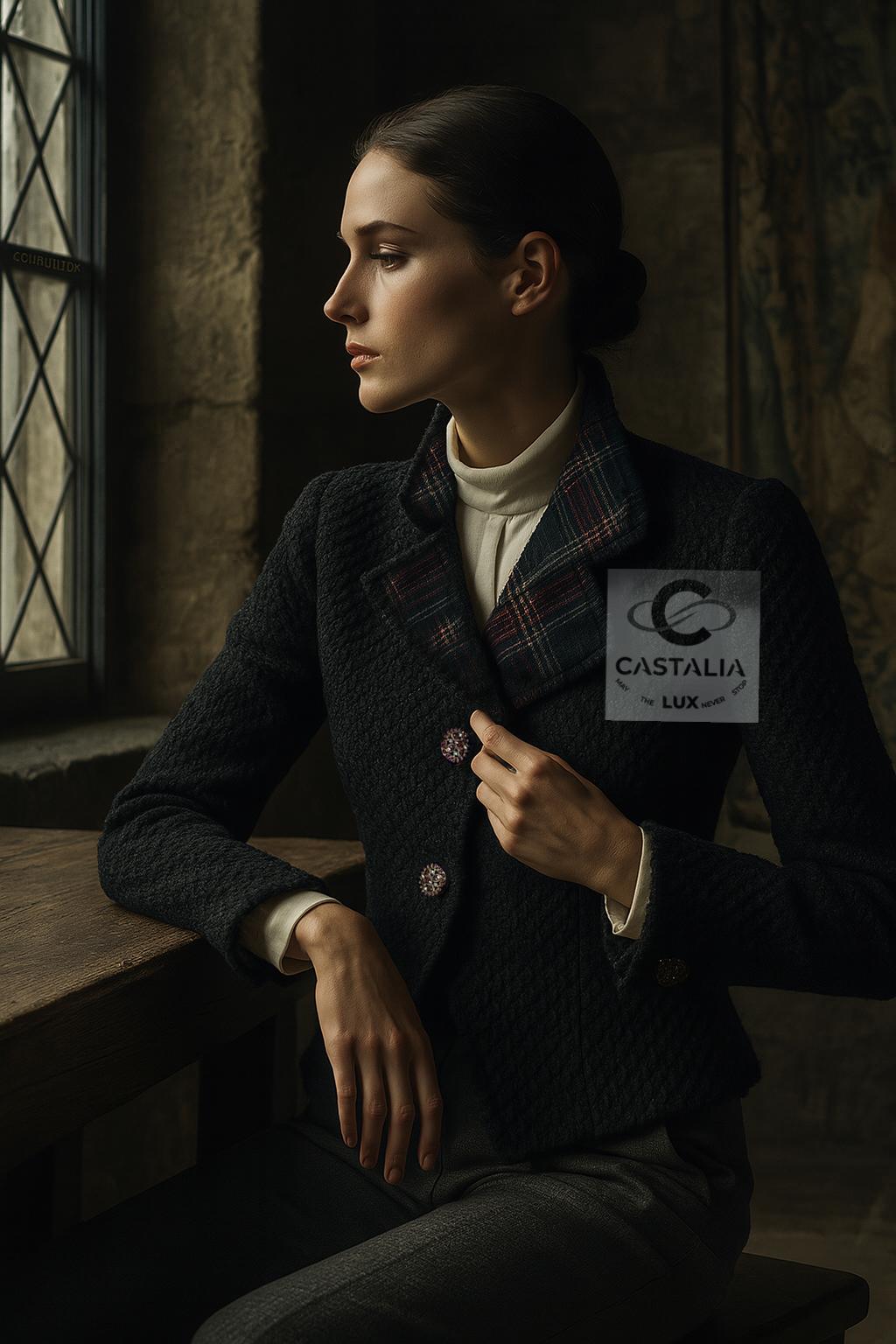 CHANEL Paris / Edinburgh Icon Black Tweed Jacket 38 FR For Sale 6