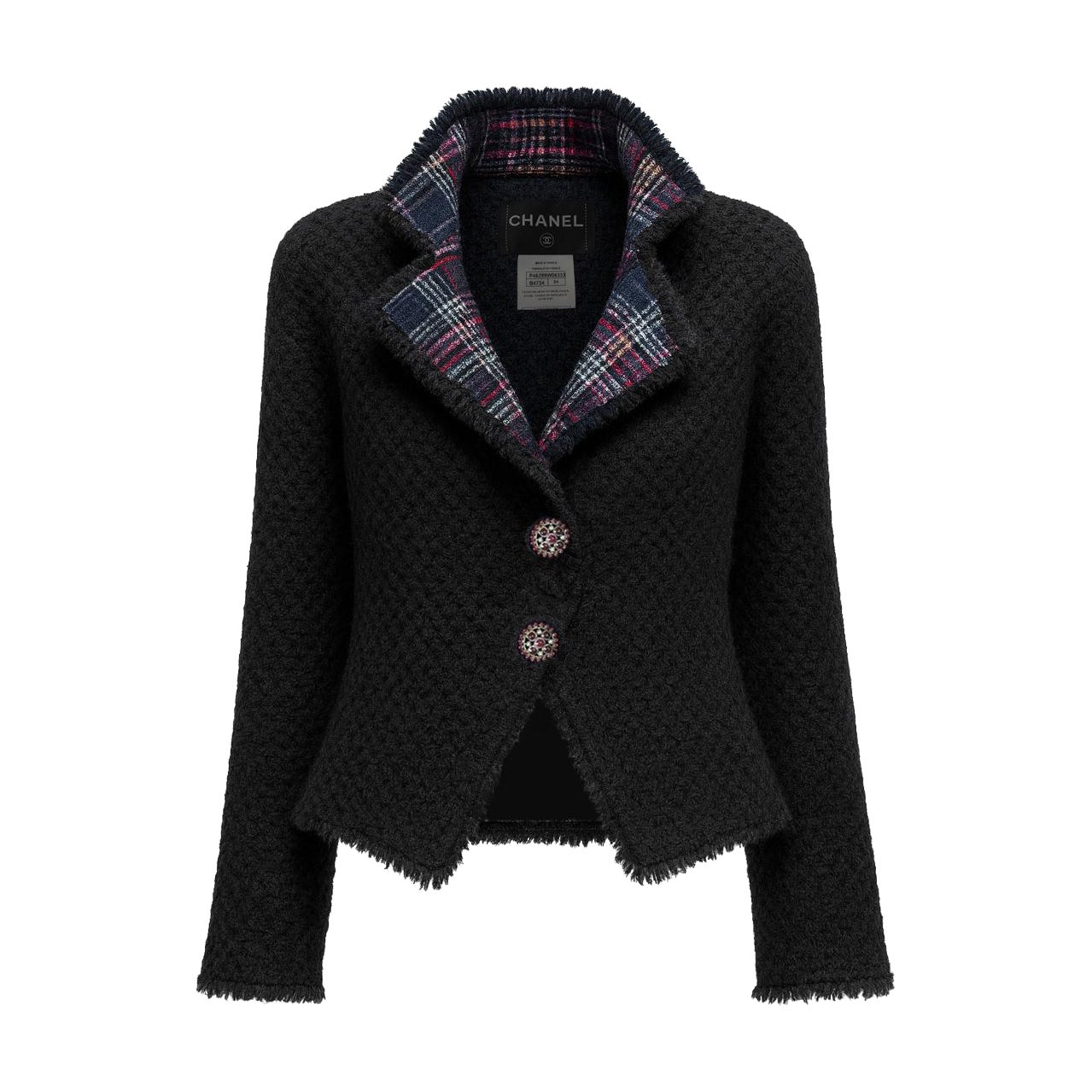 CHANEL Paris / Edinburgh Iconic Black Tweed Jacket 38 FR