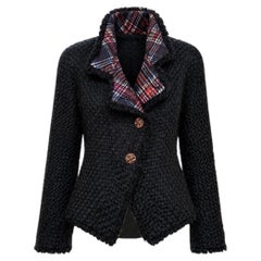 CHANEL París / Edimburgo Chaqueta icónica de tweed negro 38 FR